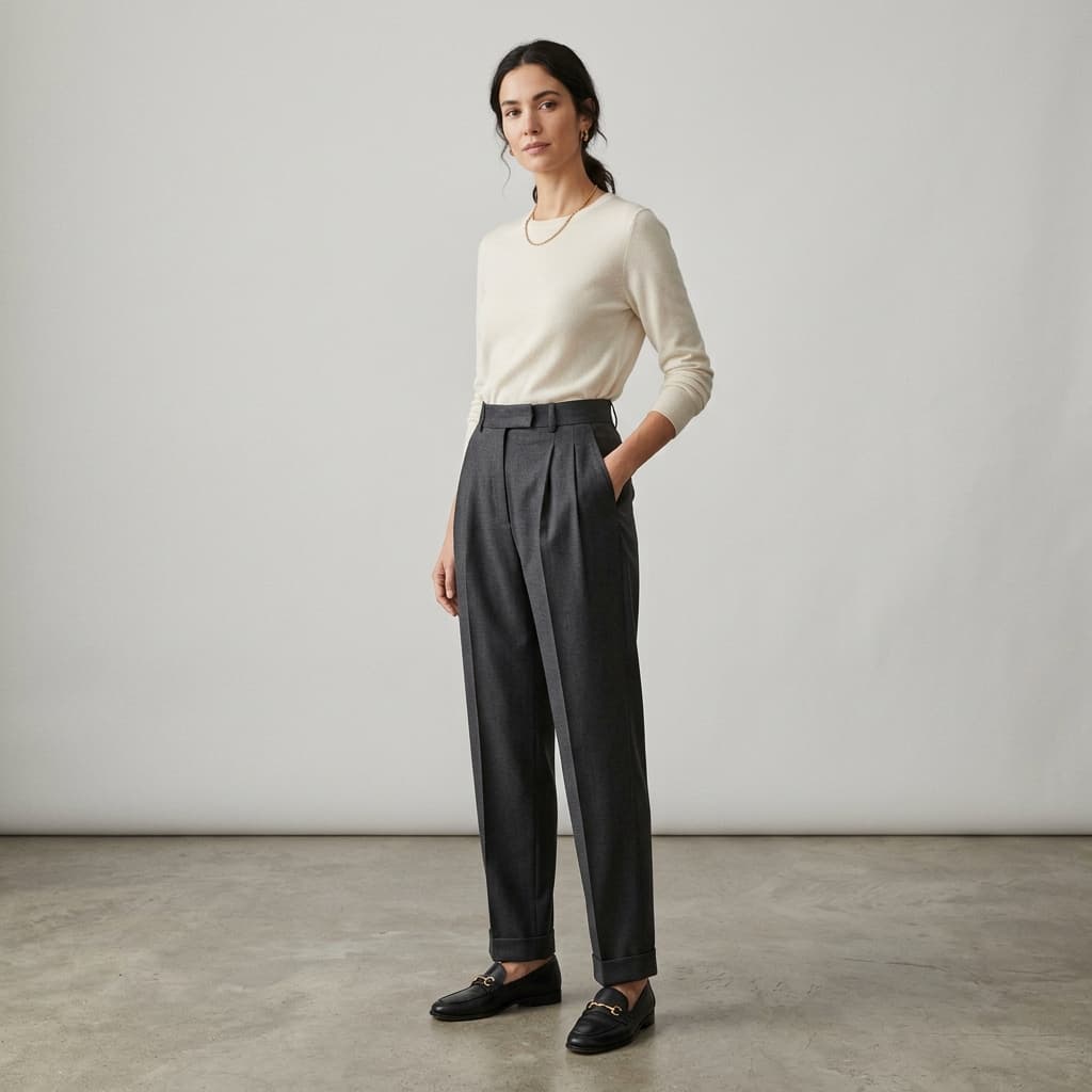 High-Waisted Pleated Trousers